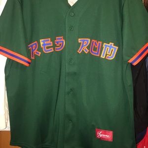 SS19 Supreme Red Rum Baseball Jersey Dark Green XL